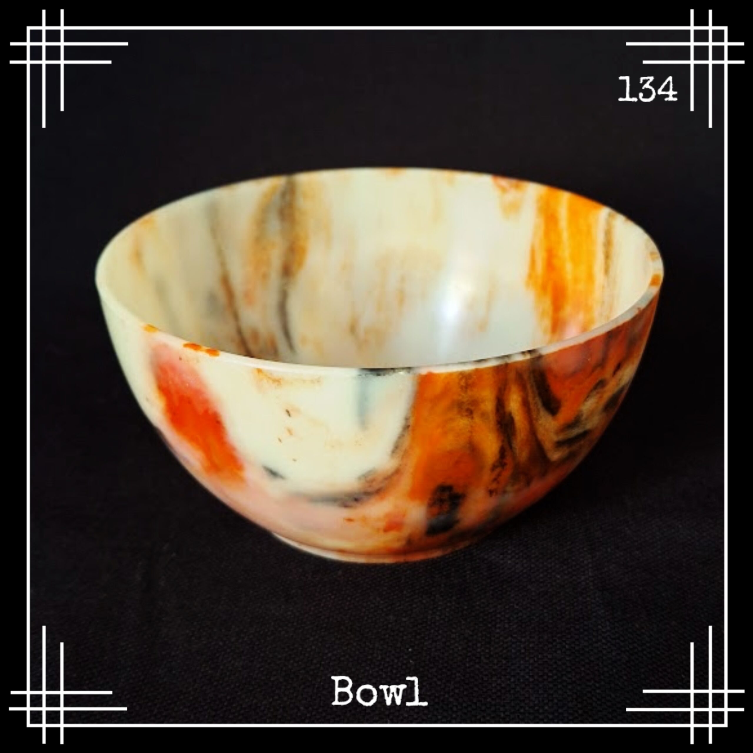 bandalasta bowl orange black marble