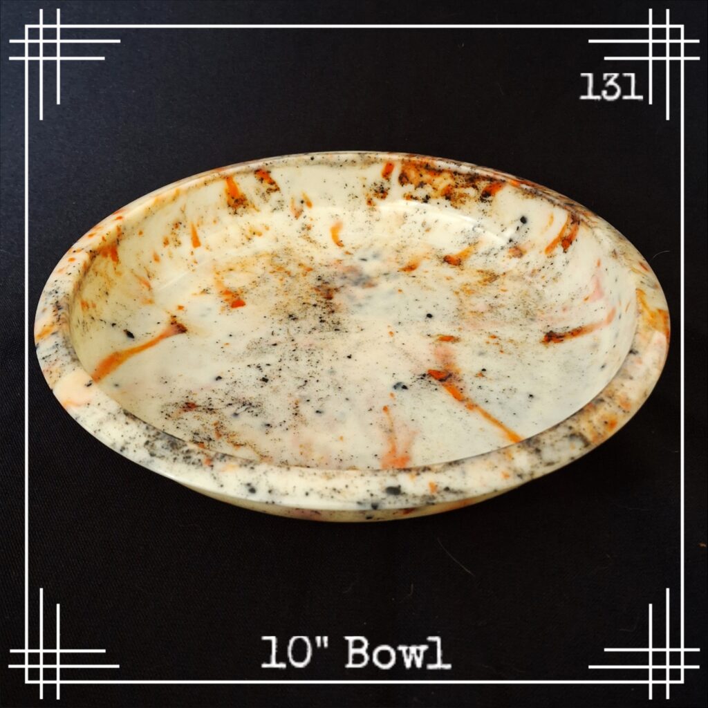 Bandalasta 131 floating candle dish 10" dia orange black marble