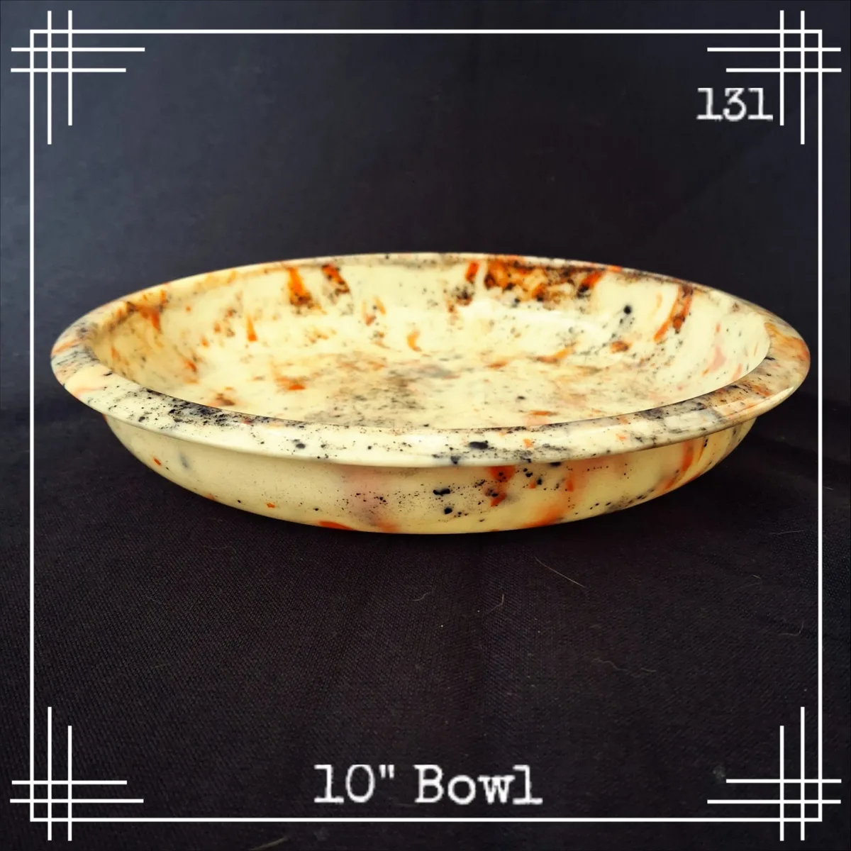 Bandalasta 131 floating candle dish 10" dia orange black marble