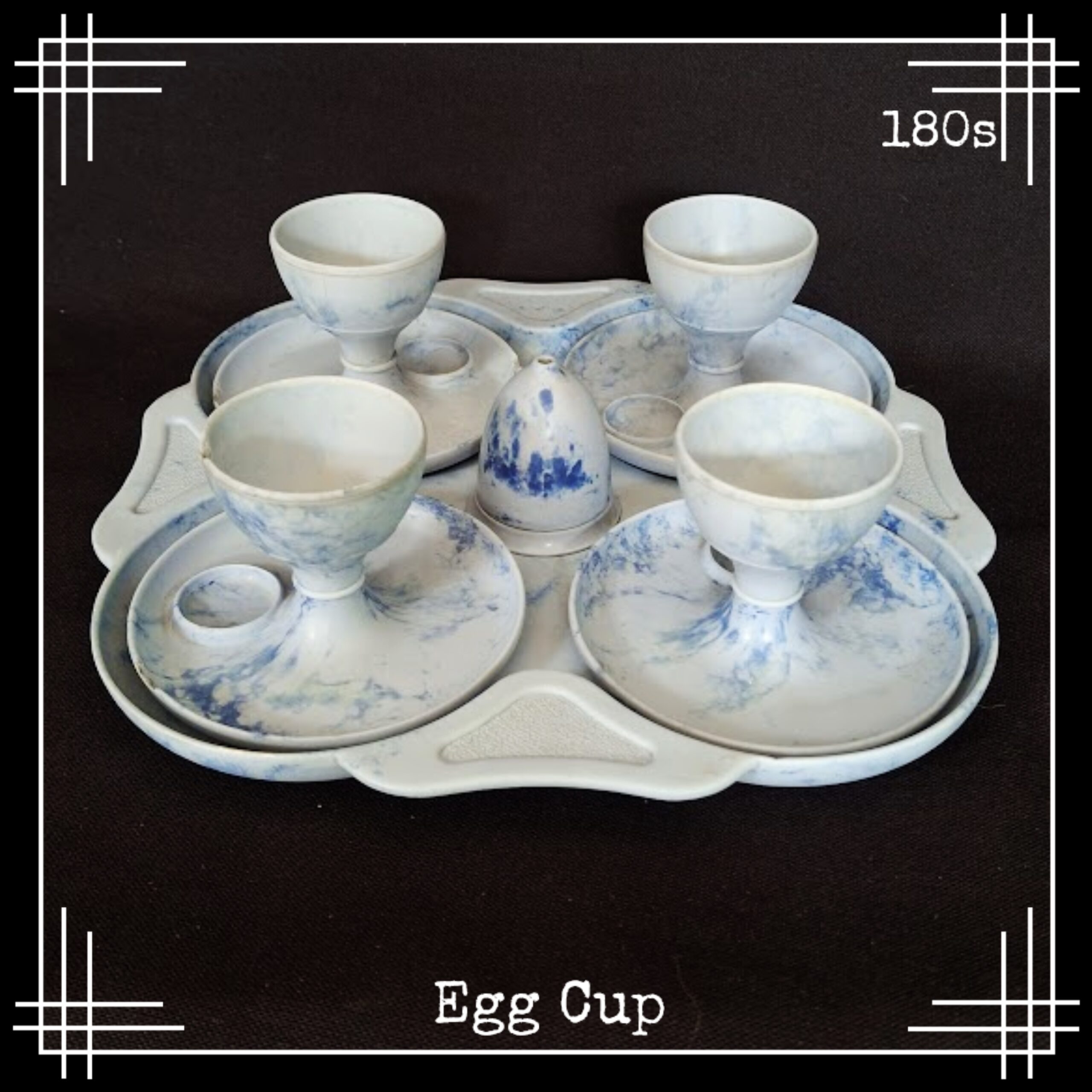 Bandalasta 180s set of 4 egg cups and salt on tray